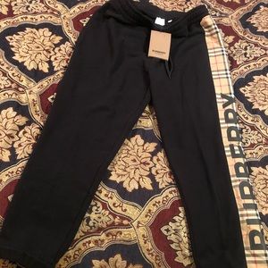 Burberry Check Logo Stripe Track Pants - L / Black